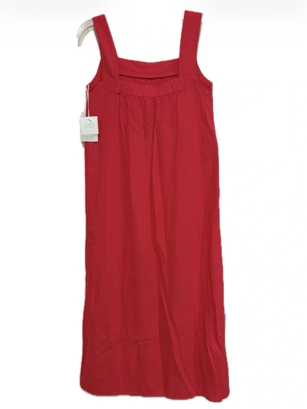Sigrid Olsen Linen Blend Sleeveless Maxi Dress | Small | Coral Red | Pockets - Picture 5 of 9